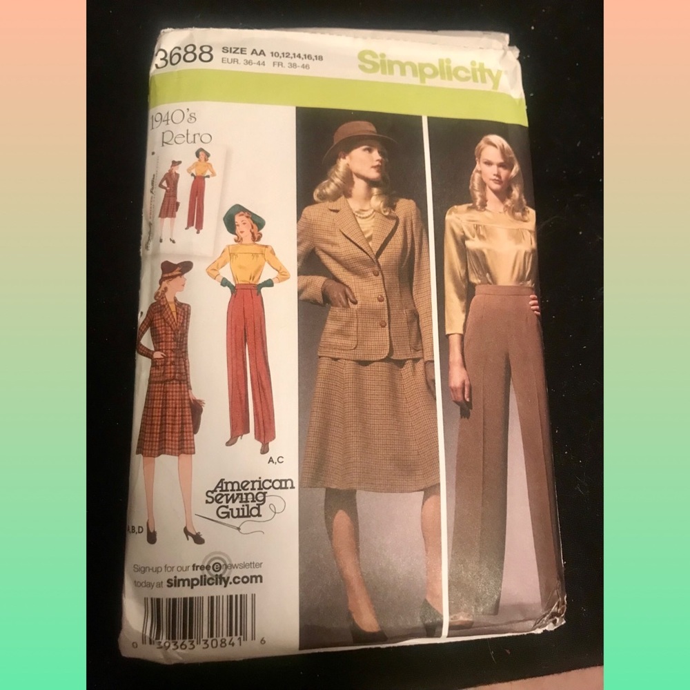 Simplicity 1940’s retro styles sewing pattern new uncut!
